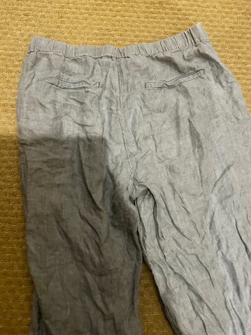 Mango Women’s Chambray Light Blue Gray Drawstring Linen Pants